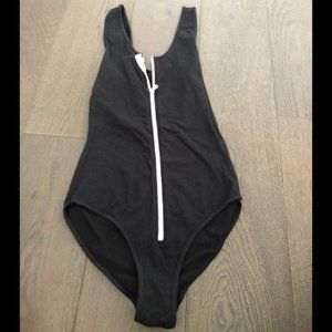 Black American Apparel Front-Zip Bodysuit